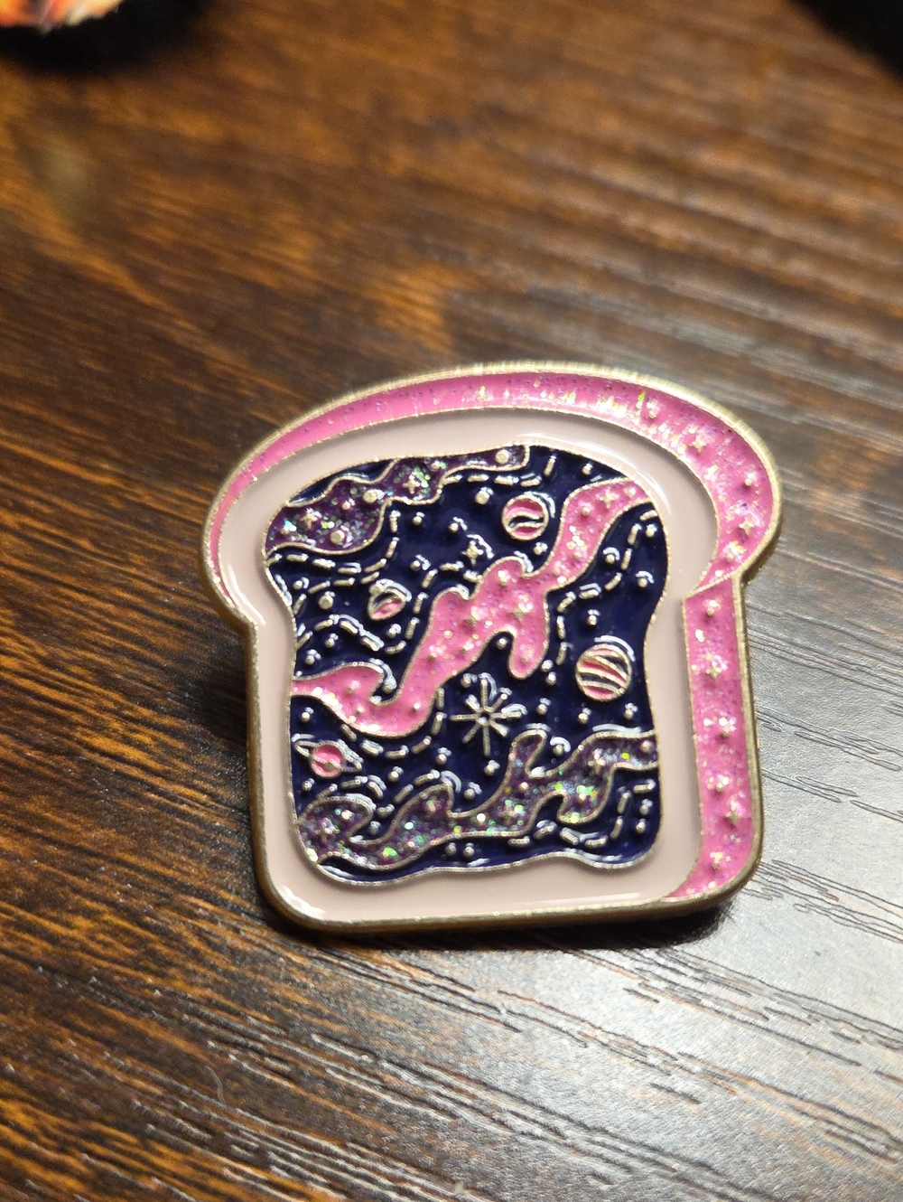 Galaxy Toast Enamel Pin - Pink & Navy